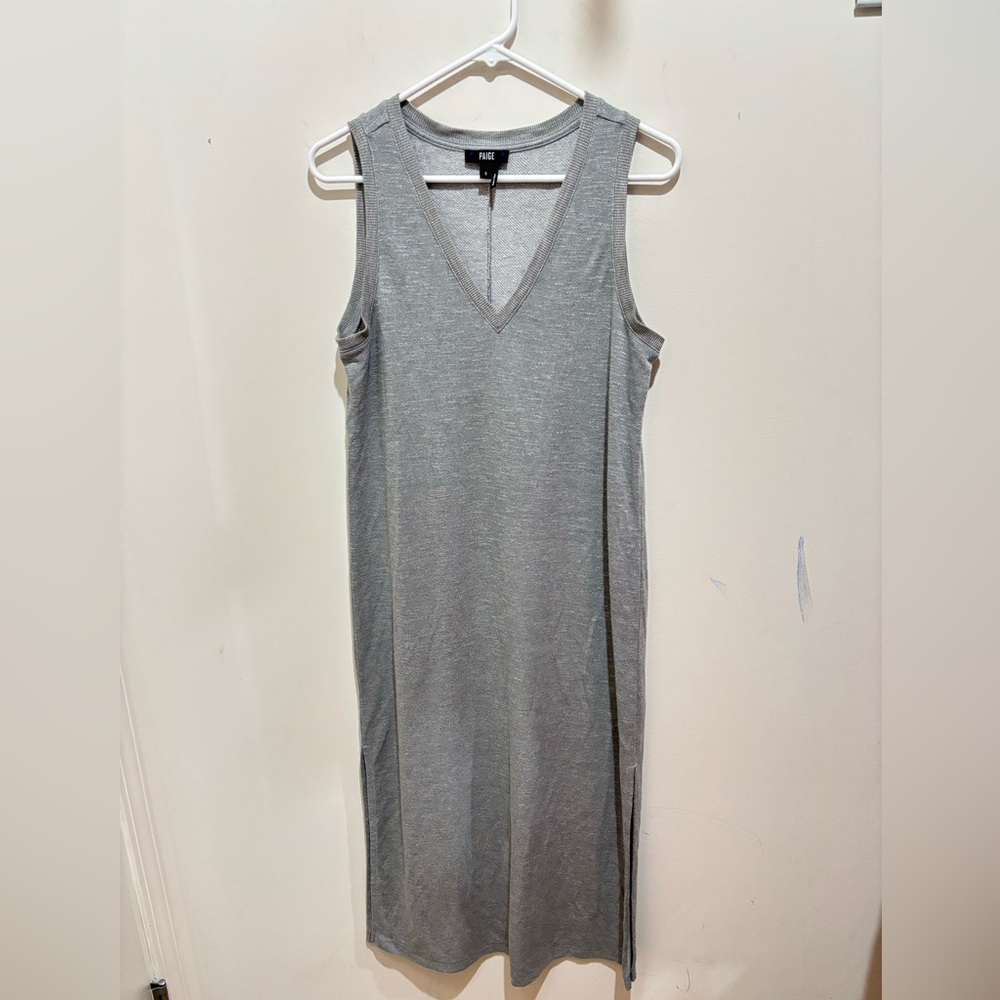 PAIGE Designer Heather Gray Sleeveless Column Dress with side slits